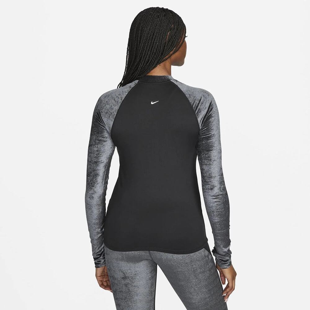 Nike Air Dri-Fit Black Midlayer Velour Long Sleeve Crew Sport T-Shirt Size M - Picture 2 of 6
